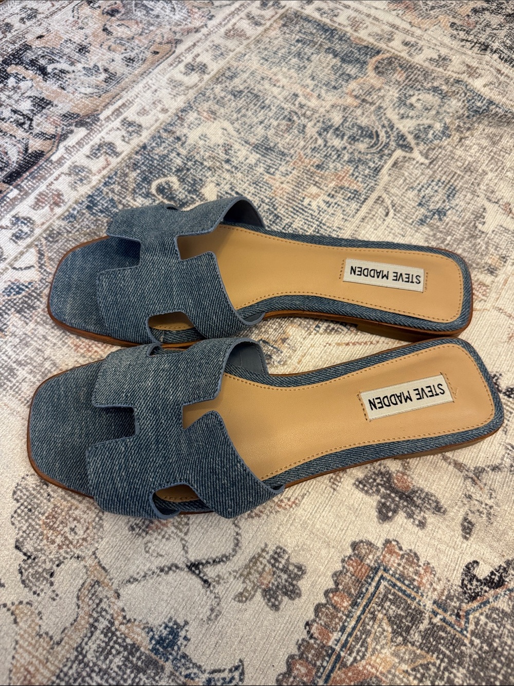 Women’s Steve Madden Hayden Sandals slides Denim 8 Brand New - Picture 2 of 5
